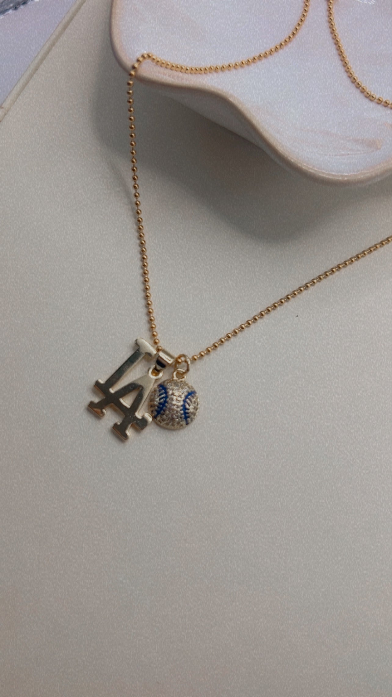 LA baseball necklace