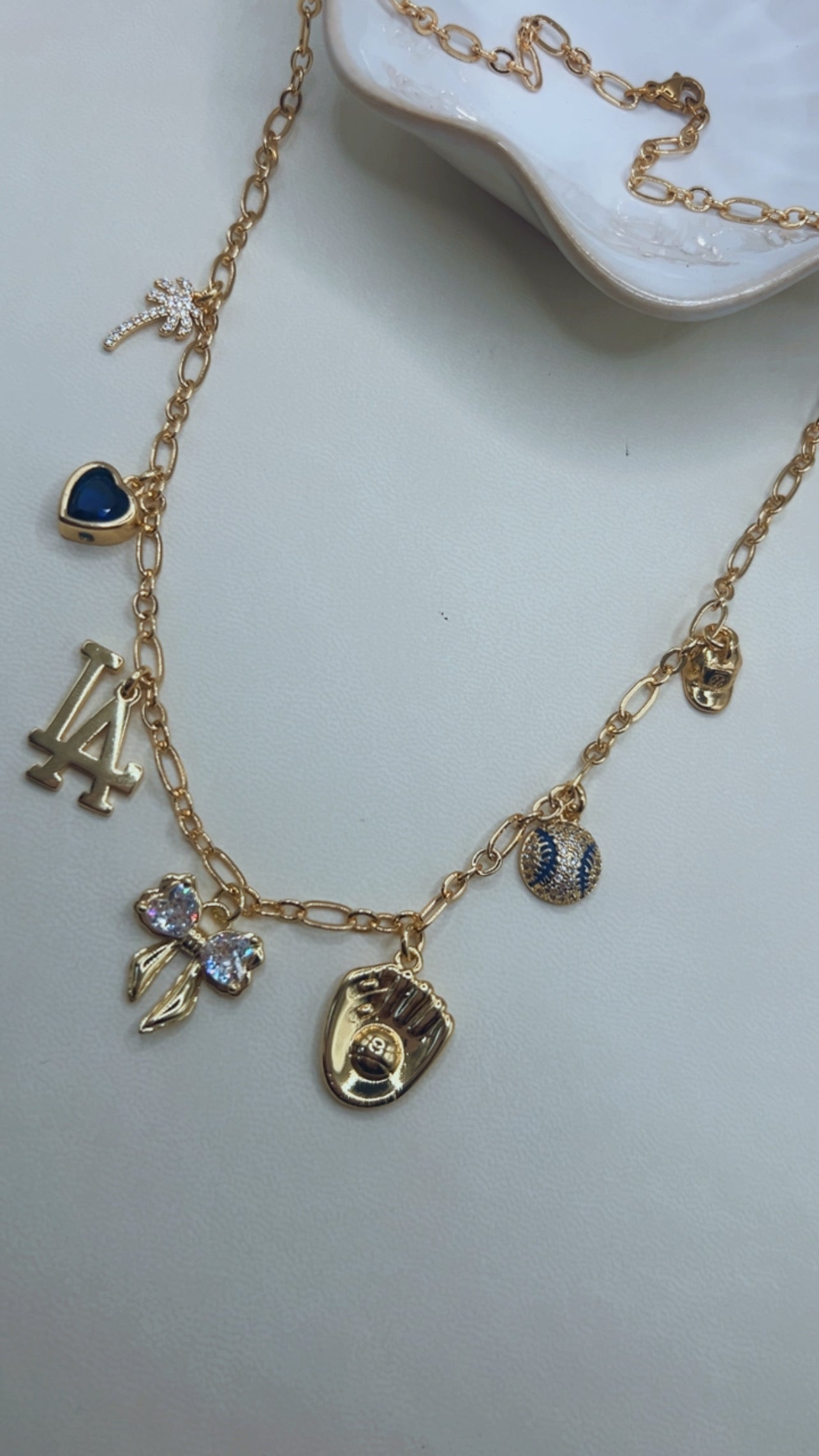 Dodger Bow Charm Necklace